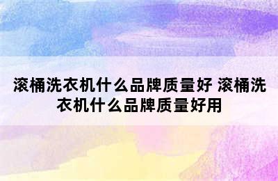 滚桶洗衣机什么品牌质量好 滚桶洗衣机什么品牌质量好用